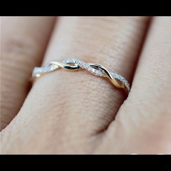 Rose Gold PLATED Delicate Twisted Eternity Band Ring - Picture 2 of 5